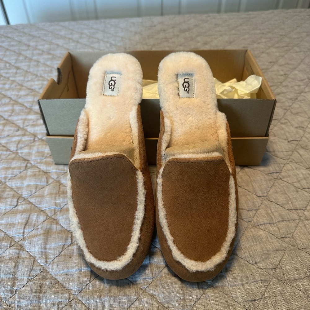 UGG Tan Shearling Slip-On Mules